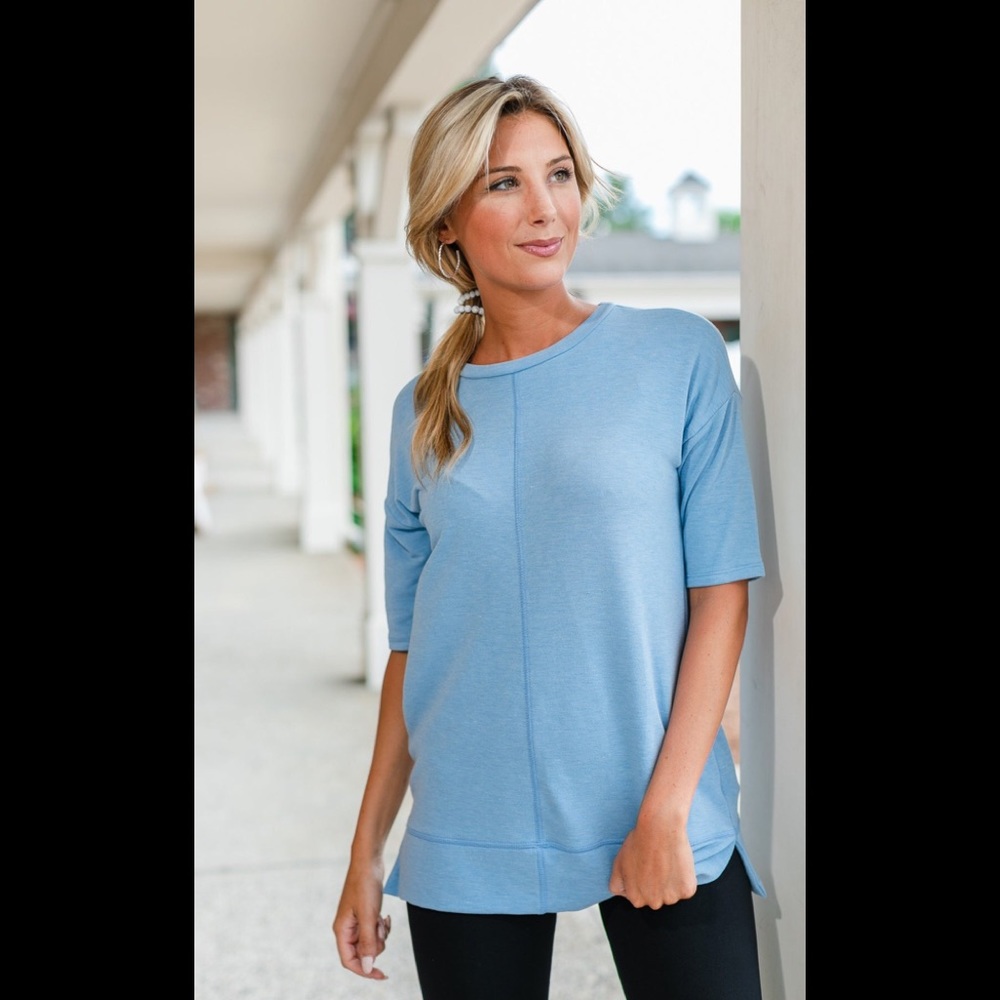 Jenny Boston Sunsational Top Sky Blue NWT